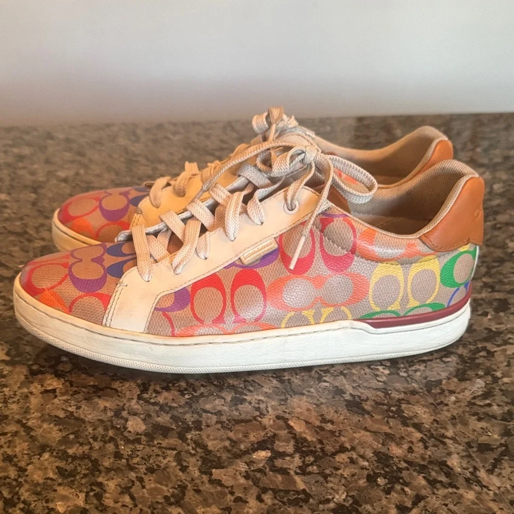 Coach Clip Colorful Logo Pattern Sneakers 10 - Picture 6 of 15